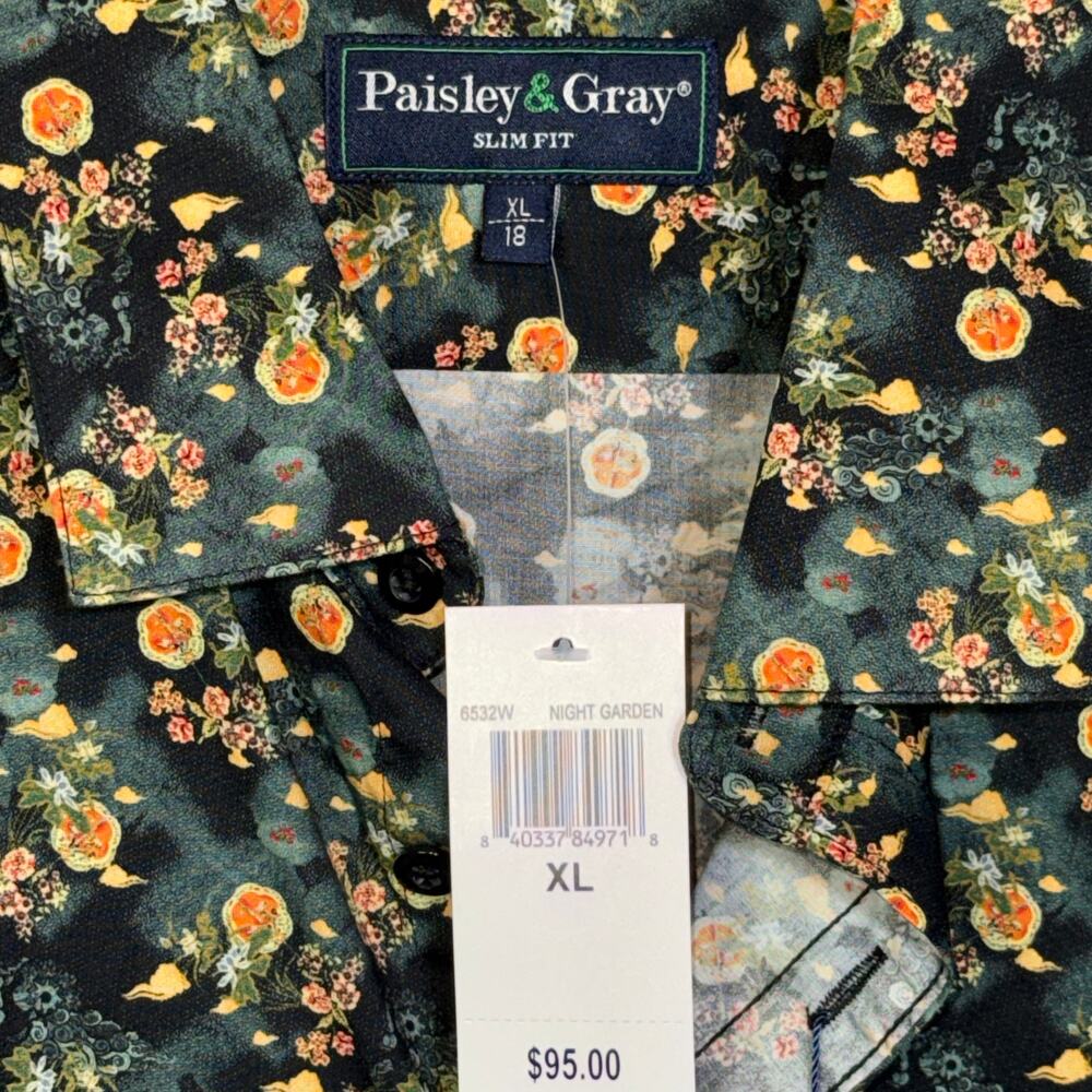 Paisley & Gray Men's Samuel SlimFit Floral Button-Down Shirt Garden night XL $95 - Picture 4 of 6